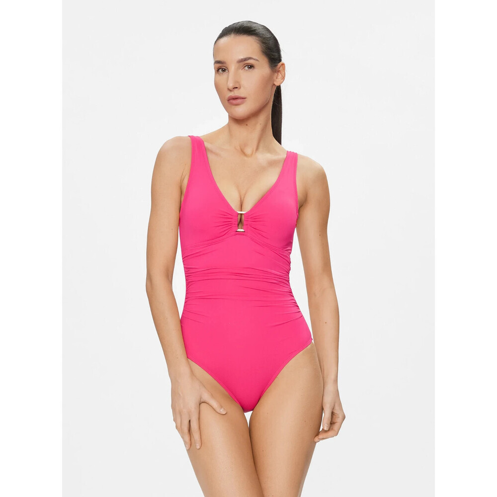 NEW Lauren Ralph Lauren Women's 4 Shirred Ring-Front One-Piece Swimsuit NWT $145 - Picture 2 of 3